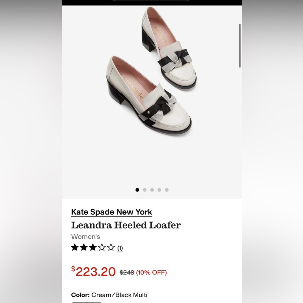 Kate Spade Black and Cream Heeled Loafers